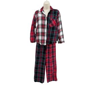 Victoria Secret Pajama Set Woman SP Red Tartan Plaid Cozy Lightweight Loungewear